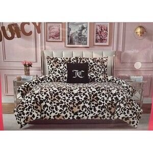 Juicy Couture Faux Fur Leopard Comforter Set, King size